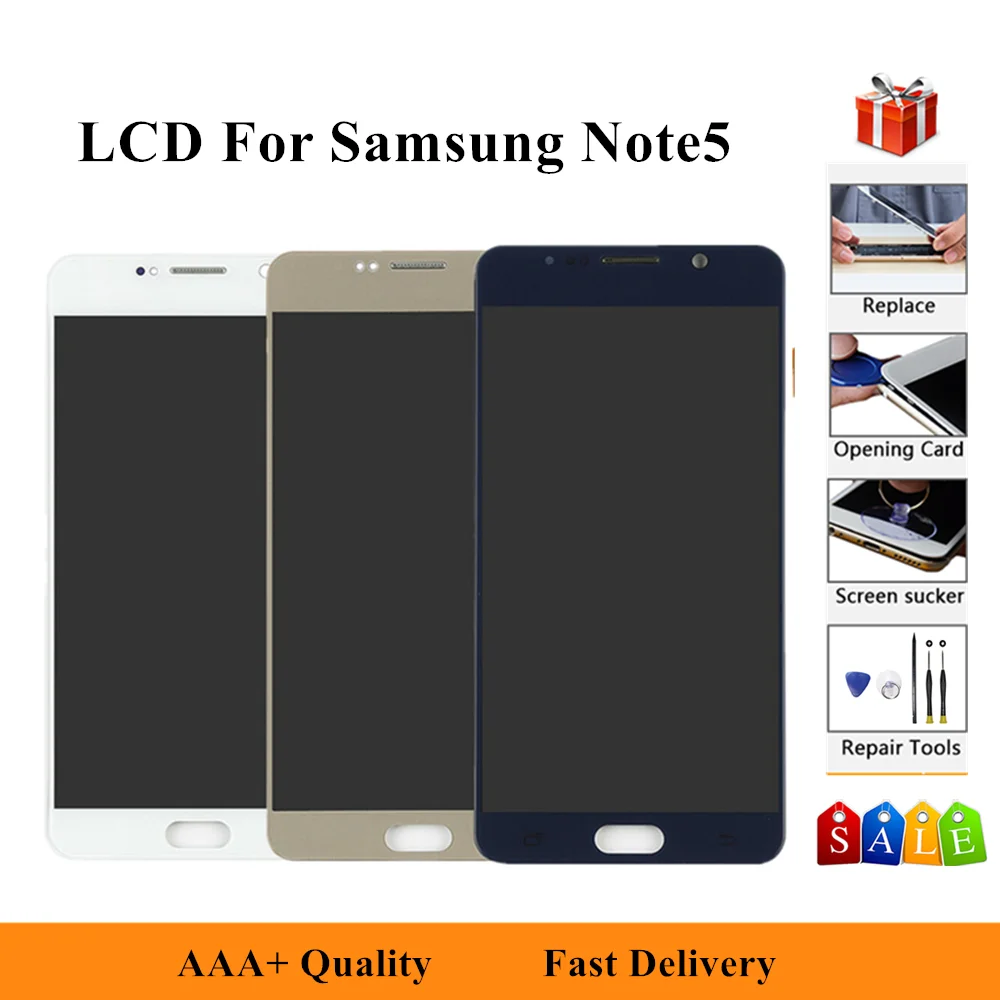100% протестированный ЖК-дисплей для Samsung Galaxy Note 5 Note5 N920 N920A N920F сенсорный экран