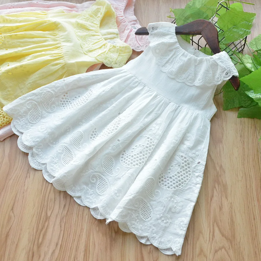 Girls Sweet Baby Kids Hollow Out Ruffles Neckline Dress Sleeveless Summer Holiday Candy Color Pretty Children Vest Dress 
Girls Sweet Baby Kids Hollow Out Ruffles Neckline Dress Sleeveless Summer Holiday Candy Color Pretty Children Vest Dress