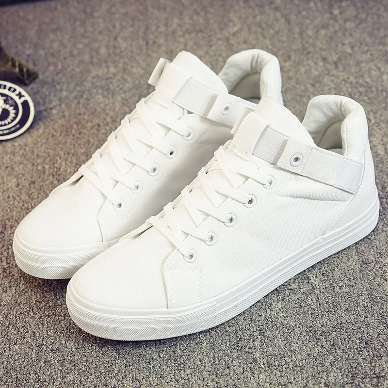New Arrival High Quality Men Flats Shoes Breathable Fashion Men Casual Canvas Shoes Mens Flats white