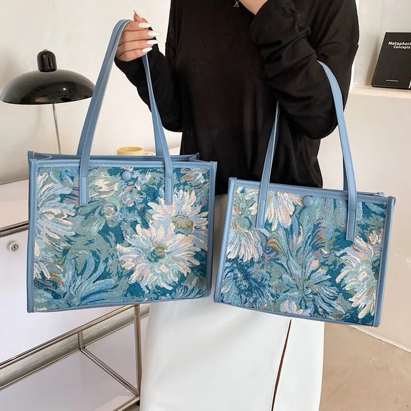 Flowers Print Shoulder Bags for Women 2021 New Large Casual Tote Bag Big Capacity Handbag Ladies Painting Shopping Composite Bag
Flowers Print Shoulder Bags for Women 2021 New Large Casual Tote Bag Big Capacity Handbag Ladies Painting Shopping Composite Bag