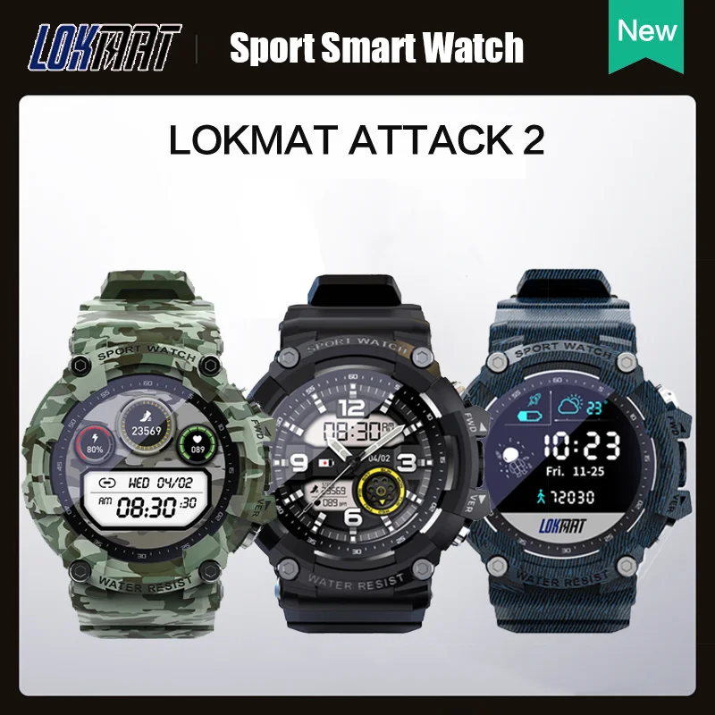 

Новые смарт-часы LOKMAT ATTACK 2, фитнес-трекер, монитор сердечного ритма и артериального давления, сенсорный экран, водонепроницаемые спортивные ...