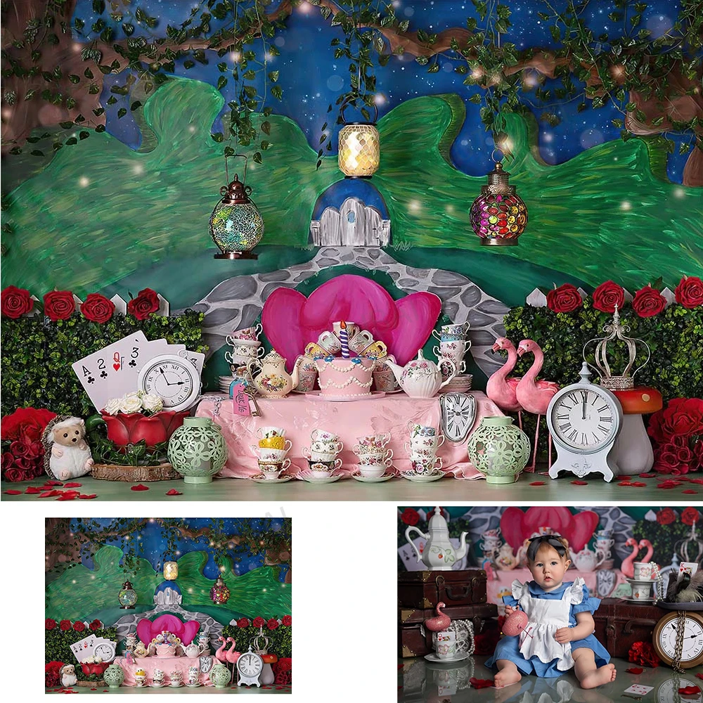 Tea Party Cake Smash Jungle Photography Backdrops Forest Wonderland Fairy Girl Child Background Summer Flamingo Flowers Decor
Tea Party Cake Smash Jungle Photography Backdrops Forest Wonderland Fairy Girl Child Background Summer Flamingo Flowers Decor