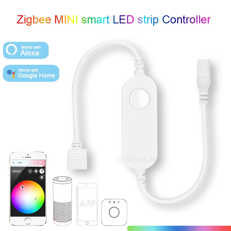 Smart LED Zigbee LED Strip Controller RGB LED Strip Light Controller 5-24V APP Voice Control Work with Alexa Echo SmartThings
Smart LED Zigbee LED Strip Controller RGB LED Strip Light Controller 5-24V APP Voice Control Work with Alexa Echo SmartThings