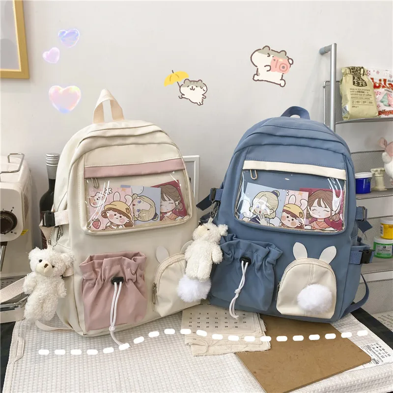 2021 розовый женский рюкзак с объемным мультяшным кроликом школьная сумка в стиле