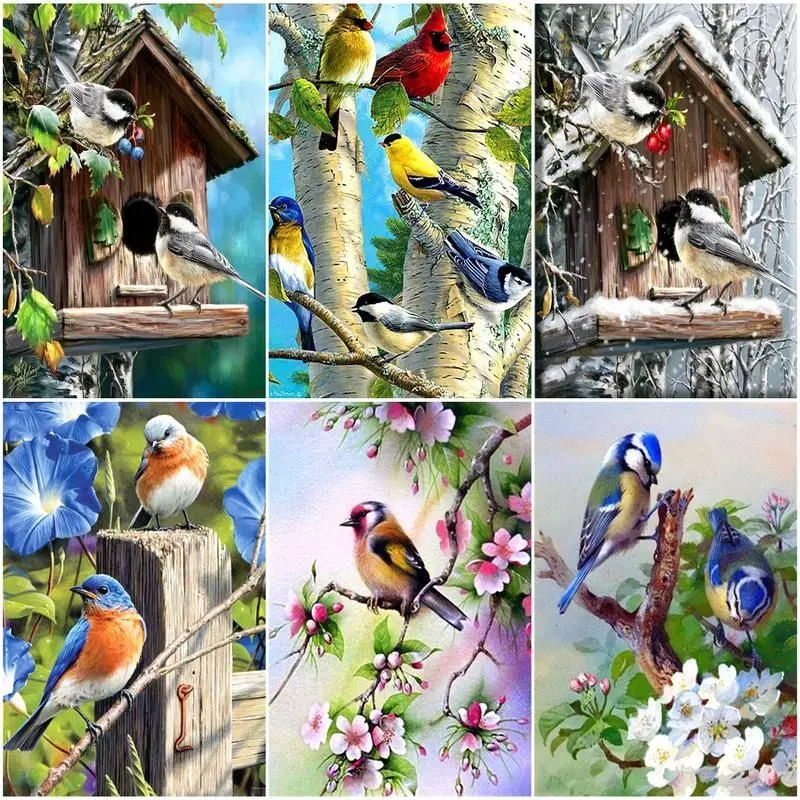 

CHENISTORY Paint By Number Branch Bird Drawing On Canvas DIY Pictures By Numbers Landscape Kits HandPainted Painting Art Gift Ho