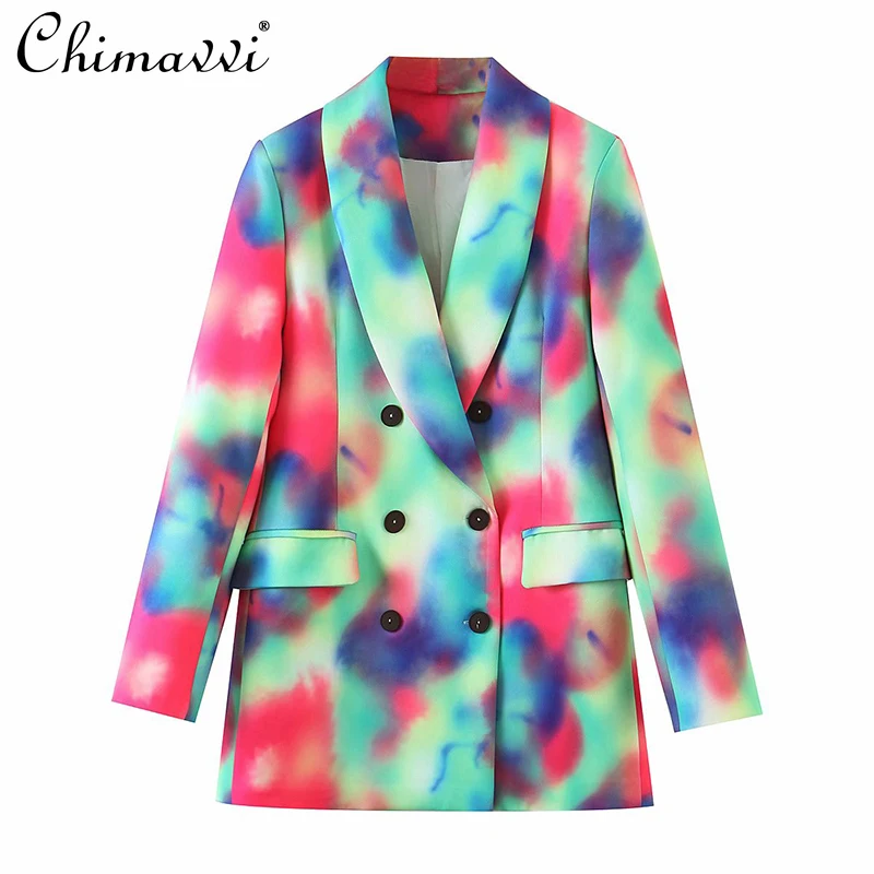 Women's Fashionable Versatile Slimming Blazer Casual Tie Dyed Double Breasted Suit Jacket Female Loose Korean Blazer
Women's Fashionable Versatile Slimming Blazer Casual Tie Dyed Double Breasted Suit Jacket Female Loose Korean Blazer