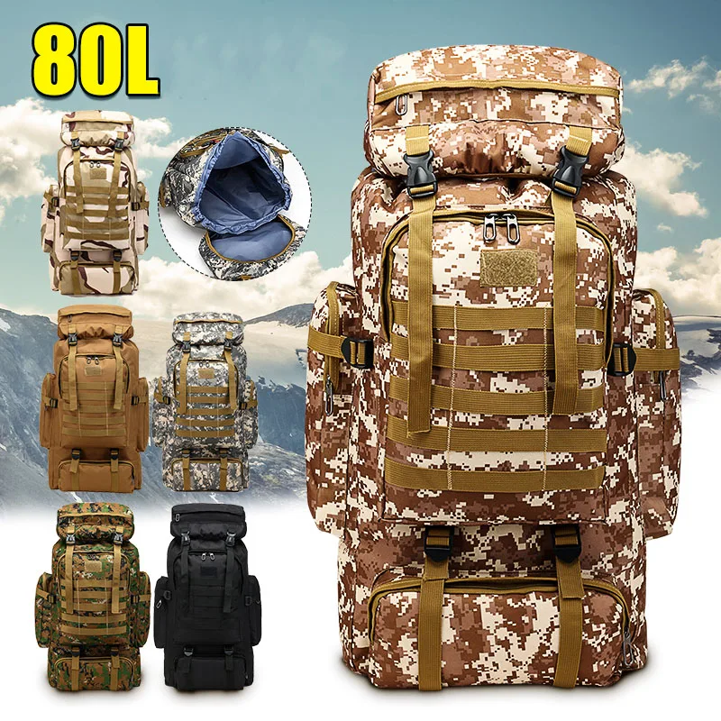 80L Large Military Backpack Molle Camping Bag Rucksack Tactical Backpack Men Hiking Climbing Travel Outdoor Waterproof Sport Bag
80L Large Military Backpack Molle Camping Bag Rucksack Tactical Backpack Men Hiking Climbing Travel Outdoor Waterproof Sport Bag