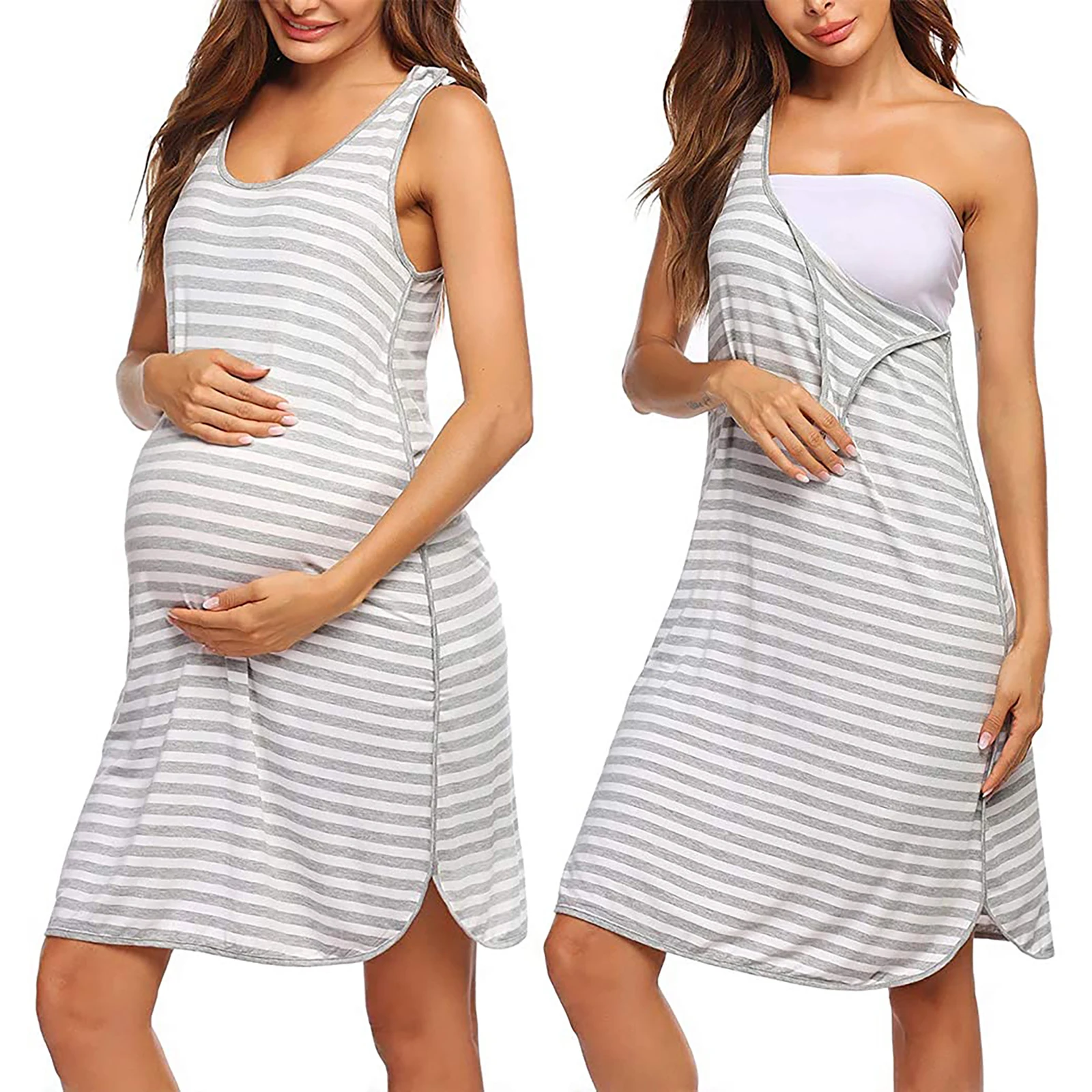 Maternity Pajama Nightgown Striped Breastfeeding Childbirth Nursing Nightdress Pregnant Women Nightwear Pregnancy Sleepwear
Maternity Pajama Nightgown Striped Breastfeeding Childbirth Nursing Nightdress Pregnant Women Nightwear Pregnancy Sleepwear