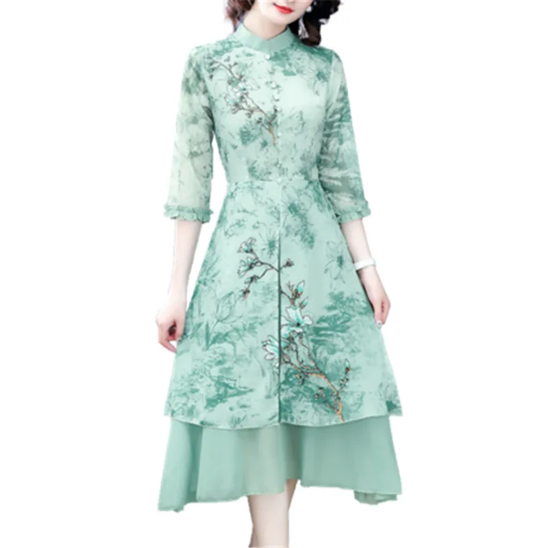 Fashion Women's Dress 2020 New Spring Retro Dress Chinese Style Elegant Improve Cheongsam Dresses Middle-aged Mom Qipao Vestidos
Fashion Women's Dress 2020 New Spring Retro Dress Chinese Style Elegant Improve Cheongsam Dresses Middle-aged Mom Qipao Vestidos