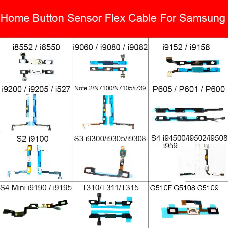 

Home Button Sensor For Samsung Galaxy I8552 I9082 I9152 I9200 Note 2 N7100 P600 S2 I9100 S3 I9300 S4 Mini I9195 I9500 T310