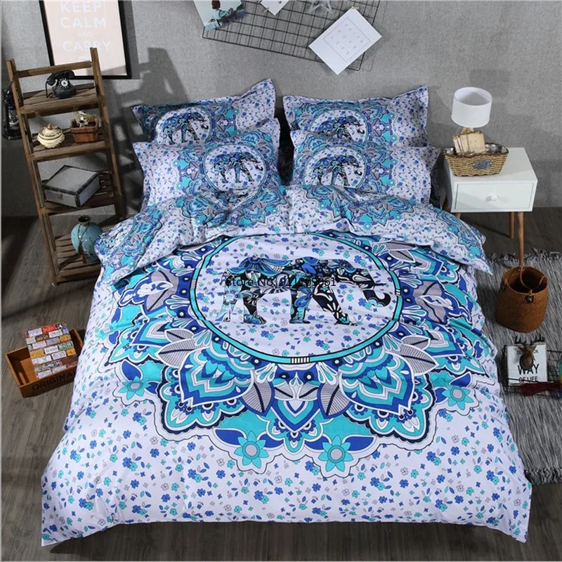 India 3D Elephant Comforter Bedding Sets Blue Printing Luxury Bohemian Duvet Cover Set Queen King Size Bed Sets Bed Line 3Pcs
India 3D Elephant Comforter Bedding Sets Blue Printing Luxury Bohemian Duvet Cover Set Queen King Size Bed Sets Bed Line 3Pcs