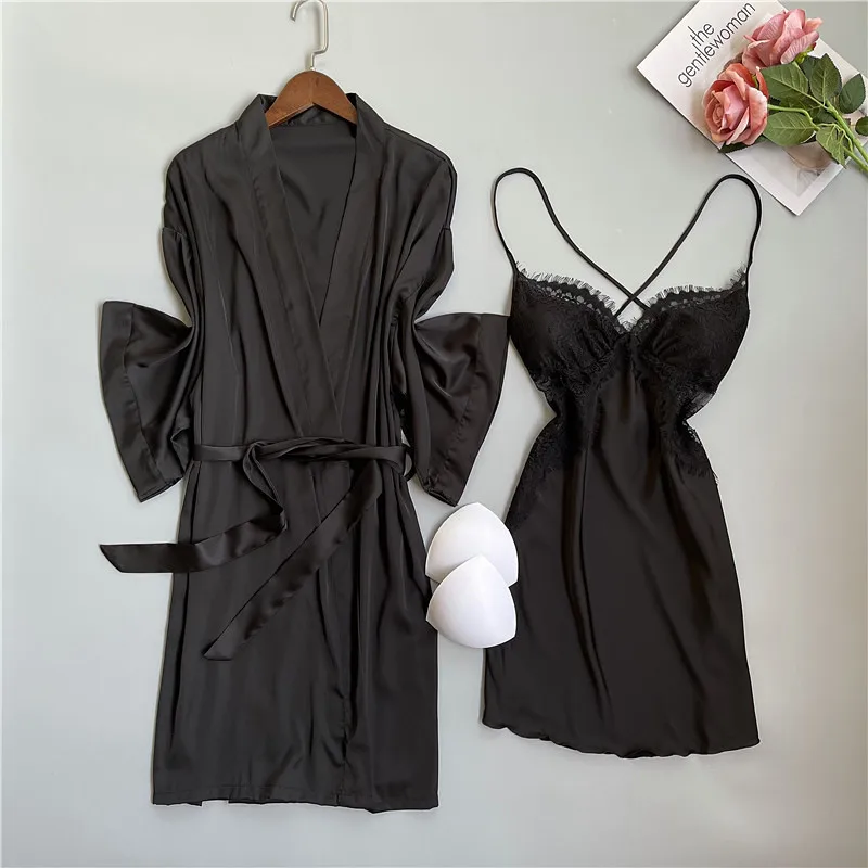 Sexy V-neck Home Dress Set Satin Lace Sleepwear Set Ladies Casual 2-piece Bathrobe Pajamas Set
Sexy V-neck Home Dress Set Satin Lace Sleepwear Set Ladies Casual 2-piece Bathrobe Pajamas Set