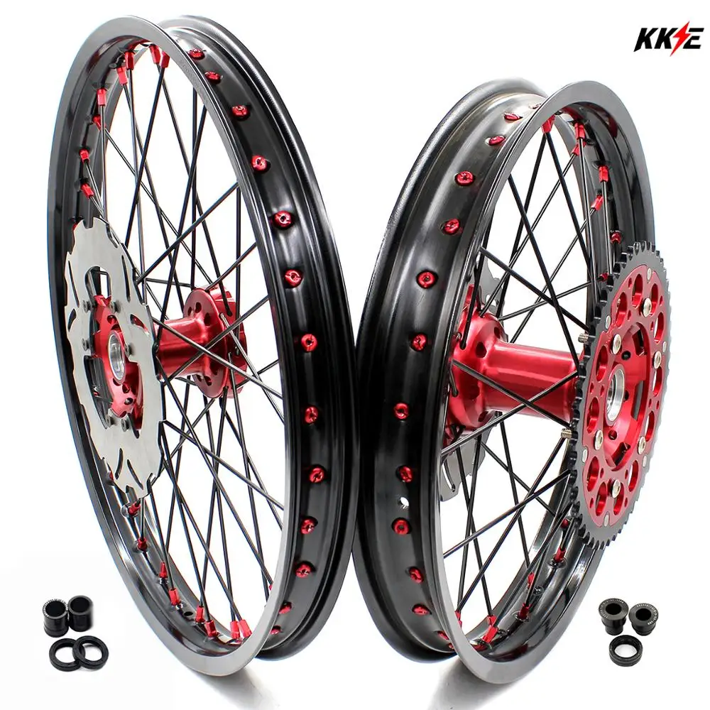 KKE 21/18 комплект колес для мотоцикла HONDA XR650R 2000 2008 диски черные спицы 240 мм