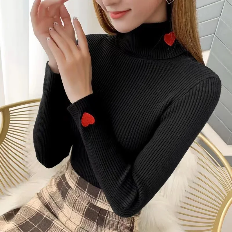 Turtleneck Women Sweater Fashion Love Print Fall Long Sleeve Female Basic Knitted Jumper High Elastic Simple Tops New 2021
Turtleneck Women Sweater Fashion Love Print Fall Long Sleeve Female Basic Knitted Jumper High Elastic Simple Tops New 2021