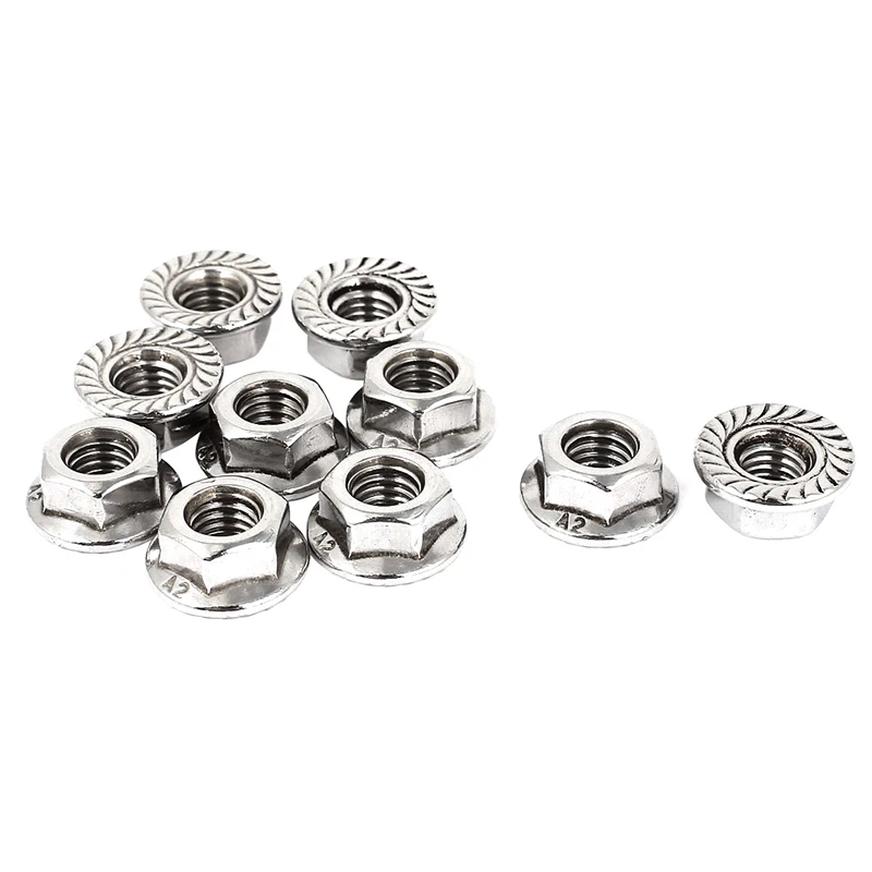 New 8mm высота M8 резьба из Нержавеющей Стали Зубчатые шестигранные фланцевые гайки