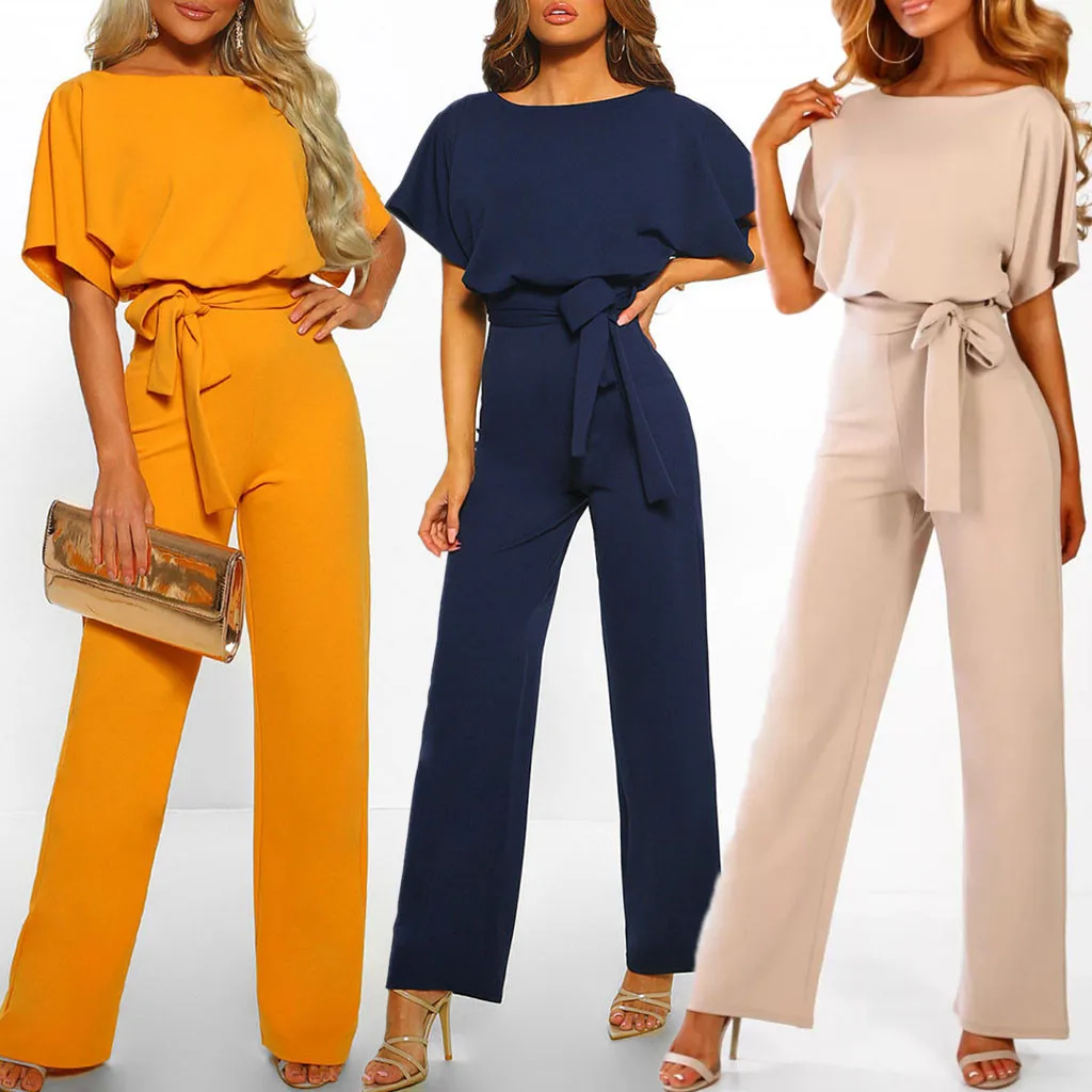 Rompers Women Jumpsuit Short Sleeve Playsuit Clubwear Straight Leg Jumpsuit Women's With Belt Bodysuit Rompers
Rompers Women Jumpsuit Short Sleeve Playsuit Clubwear Straight Leg Jumpsuit Women's With Belt Bodysuit Rompers