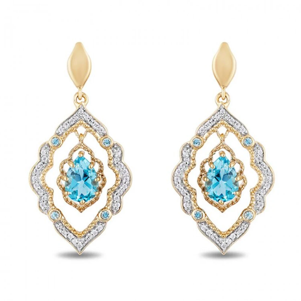 HESHI Enchanted Aladdin Pear-Shaped Swiss Blue Topaz and Diamond Arabesque Frame Earrings in Gold
HESHI Enchanted Aladdin Pear-Shaped Swiss Blue Topaz and Diamond Arabesque Frame Earrings in Gold