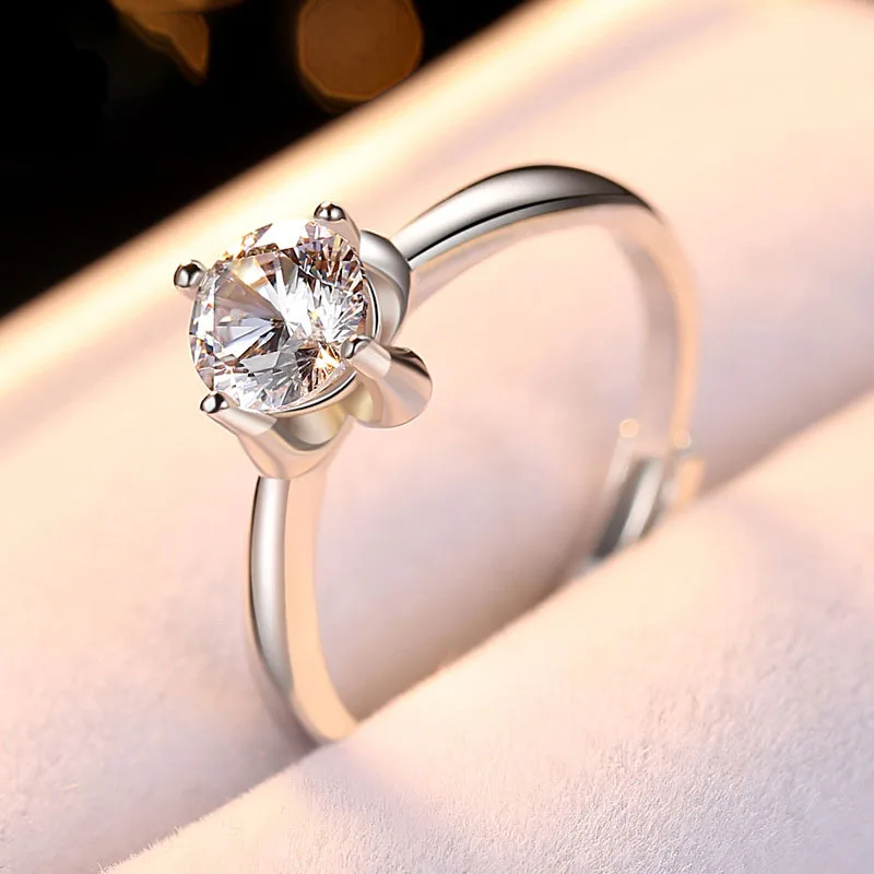 6mm CZ Stone Hearts and Arrows Cut Solitaire Ring Classic Engagement Solid 925 Sterling Silver Proposal Gift for Lover | Украшения и