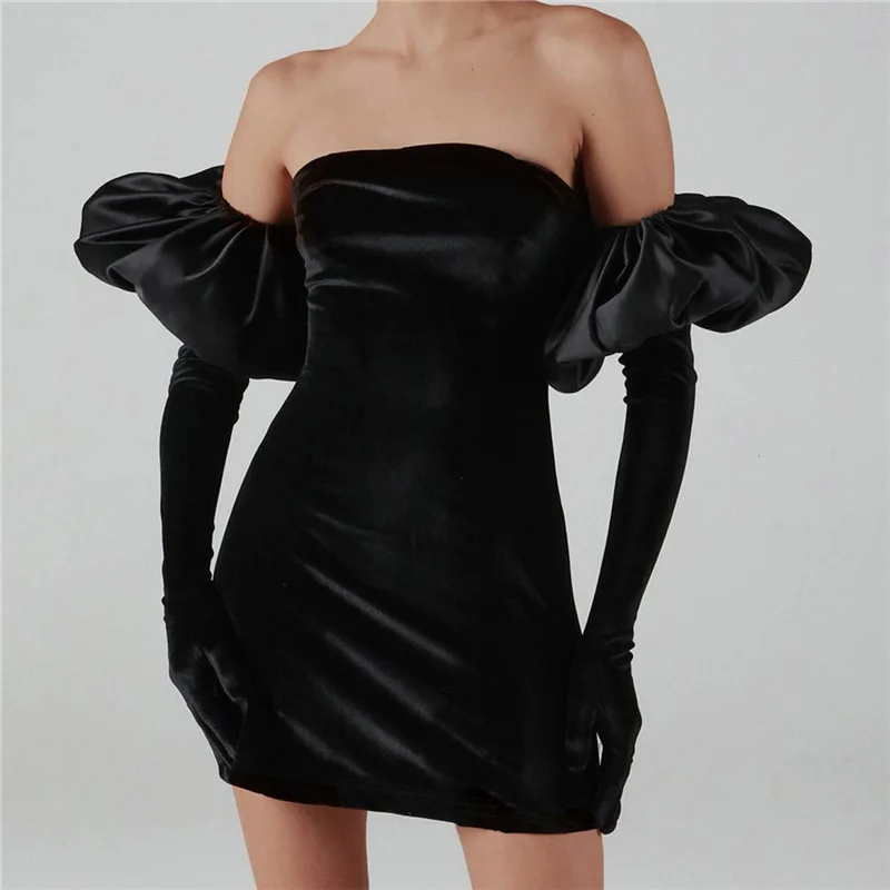Elegant Puff Sleeve Gloves Bodycon Party Dress Sexy Strapless Backless Off Shoulder Mini Dress Women Fashion Korea Velvet Dress
Elegant Puff Sleeve Gloves Bodycon Party Dress Sexy Strapless Backless Off Shoulder Mini Dress Women Fashion Korea Velvet Dress