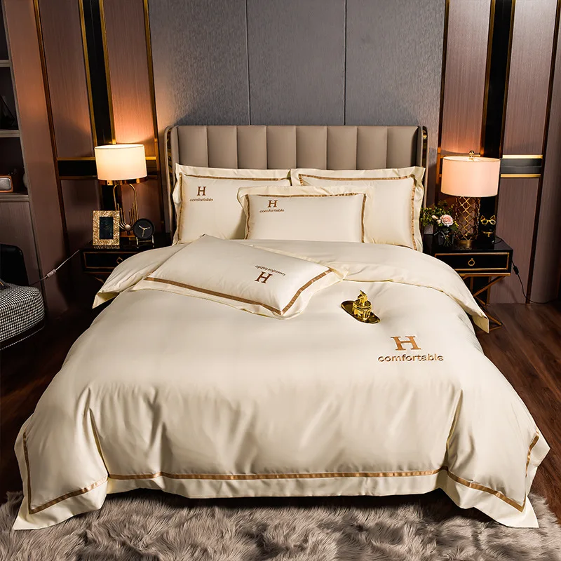 European washed silk four piece bedding silk smooth naked sleeping autumn sheet fitted sheet quilt cover 1.5m 1.8mbed 100%Cotton
European washed silk four piece bedding silk smooth naked sleeping autumn sheet fitted sheet quilt cover 1.5m 1.8mbed 100%Cotton