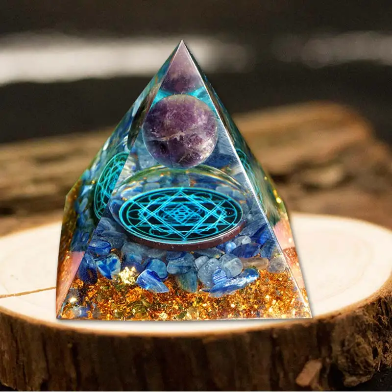 Handmade Amethyst Crystal Sphere Orgonite Pyramid 60mm With Kyanite Stone Reiki Chakra Energy Orgone Collection EMF Protection
Handmade Amethyst Crystal Sphere Orgonite Pyramid 60mm With Kyanite Stone Reiki Chakra Energy Orgone Collection EMF Protection