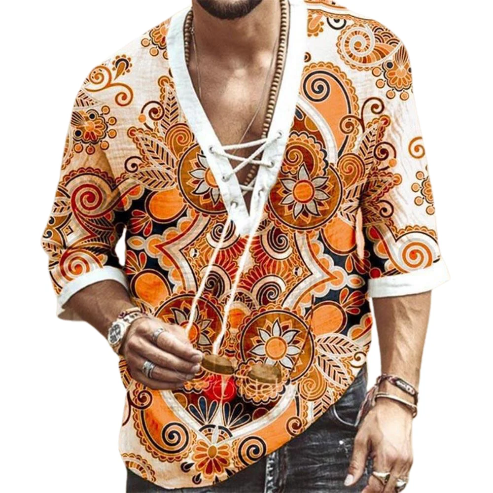 Printed Drawstring Corns with Middle Sleeves for Men V-neck Short Sleeve Male Shirts 2021 Summer Hot Sale Casual Tops
Printed Drawstring Corns with Middle Sleeves for Men V-neck Short Sleeve Male Shirts 2021 Summer Hot Sale Casual Tops