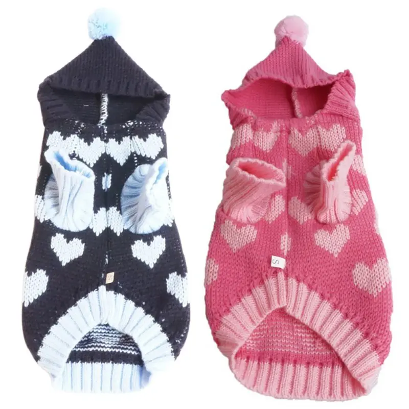 Cute Knitted Dog Sweater Winter Warm Dog Clothes Hooded Coat With Heart Pattern Knitwear Dog Jacket Outfit For Small Medium Dog
Cute Knitted Dog Sweater Winter Warm Dog Clothes Hooded Coat With Heart Pattern Knitwear Dog Jacket Outfit For Small Medium Dog