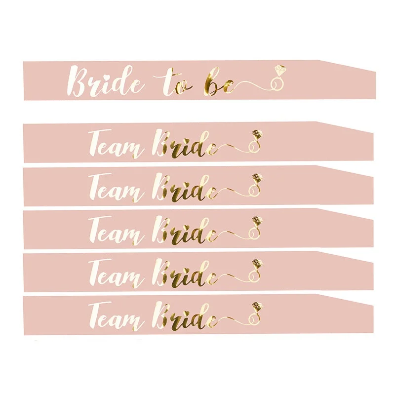 

6pcs Bride To Be Sash Rose Gold Team Bride Wedding Engagement Bachelorette Wedding Hen Party Favor Bridal Shower Supplies