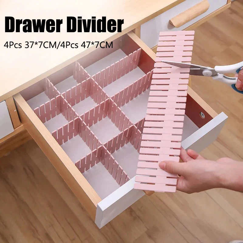 4Pcs Drawer Dividers DIY Adjustable Combination Storage Partition Board Plastic Grid Household Storage Makeup Organizer
4Pcs Drawer Dividers DIY Adjustable Combination Storage Partition Board Plastic Grid Household Storage Makeup Organizer