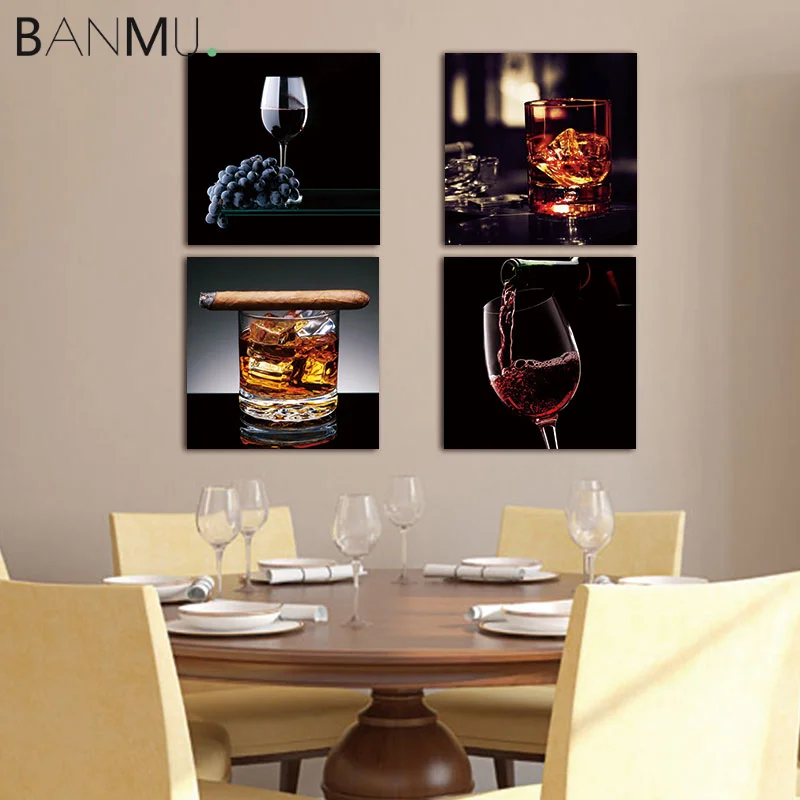 BANMU 4 Panels Wine With Cigar Canvas Prints Modern Wall Art Paintings Home Decor Poster for Bar and Kitchen Decoration
BANMU 4 Panels Wine With Cigar Canvas Prints Modern Wall Art Paintings Home Decor Poster for Bar and Kitchen Decoration