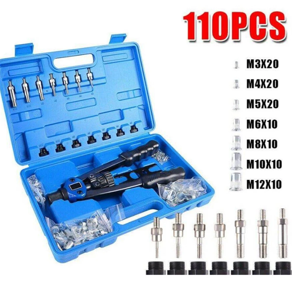 110Pcs/Set Riveter Gun Tool Rivet Nuts Kit Hand Insert Rivet Nut Tool Manual Mandrels Nutsert M3 M4 M5 M6 M8 M10 M12
110Pcs/Set Riveter Gun Tool Rivet Nuts Kit Hand Insert Rivet Nut Tool Manual Mandrels Nutsert M3 M4 M5 M6 M8 M10 M12