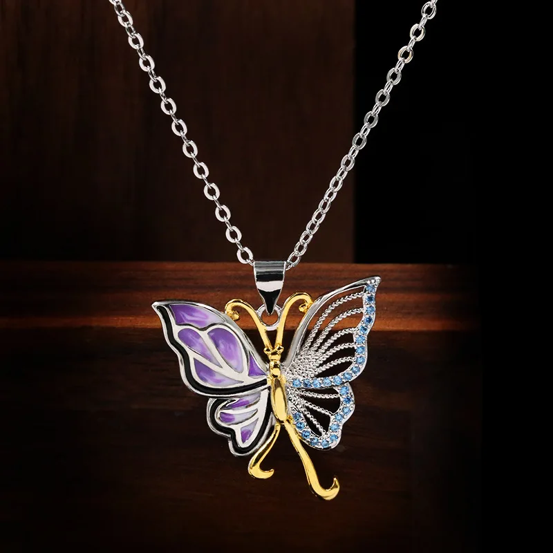 Exquisite Purple Enamel 925 Sterling Silver Butterfly Pendant Pendant Necklace Chain Sweater Chain for Women Wedding Jewelry
Exquisite Purple Enamel 925 Sterling Silver Butterfly Pendant Pendant Necklace Chain Sweater Chain for Women Wedding Jewelry