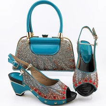 Итальянский дизайн женские туфли и сумочка в комплекте вечерние