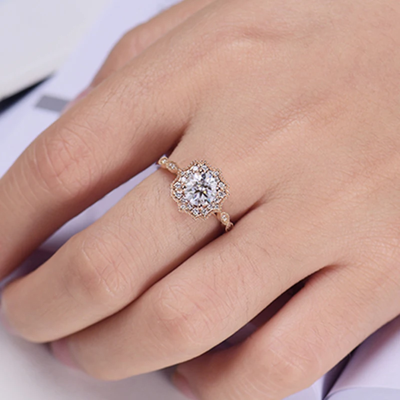 SKM Vintage flower rings moissanite rings for women 14k 18k rose gold Engagement designer Promise Luxury Fine Jewelry 
SKM Vintage flower rings moissanite rings for women 14k 18k rose gold Engagement designer Promise Luxury Fine Jewelry
