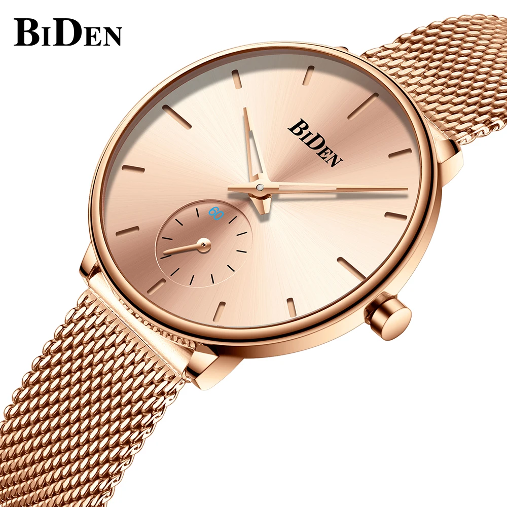 BIDEN Luxury Women Watches Rose Golden Quartz Watch Stainless Steel Mesh Band Waterproof WristWatch 2020 Fashion Ladies Clock
BIDEN Luxury Women Watches Rose Golden Quartz Watch Stainless Steel Mesh Band Waterproof WristWatch 2020 Fashion Ladies Clock
