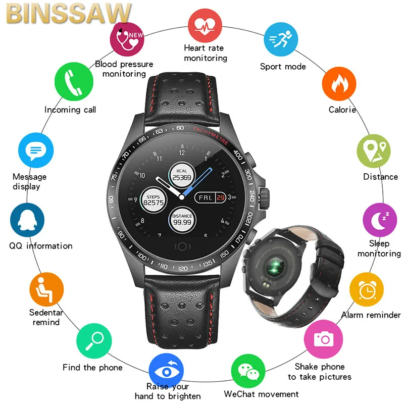 BINSSAW Leather Smart Watch CK23 IP67 Waterproof Heart Rate Monitor Blood Pressure Men Women Smartwatch For IOS Android Phone
BINSSAW Leather Smart Watch CK23 IP67 Waterproof Heart Rate Monitor Blood Pressure Men Women Smartwatch For IOS Android Phone