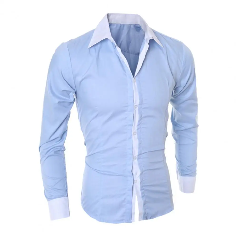 Рубашка мужская составного кроя с отложным воротником, топ с длинными рукавами, деловая с застежкой на пуговицах, одежда
Рубашка мужская составного кроя с отложным воротником, топ с длинными рукавами, деловая с застежкой на пуговицах, одежда