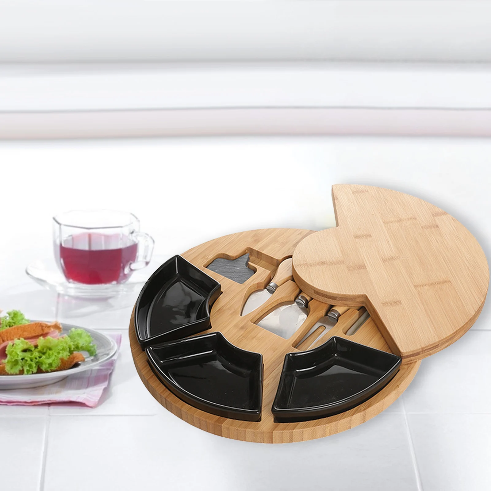 Cheese Board Bamboo Cheese Plate Cutlery Set Serving Platter Round Cheese Board Pizza Plate Cheese Base Bread Board
Cheese Board Bamboo Cheese Plate Cutlery Set Serving Platter Round Cheese Board Pizza Plate Cheese Base Bread Board