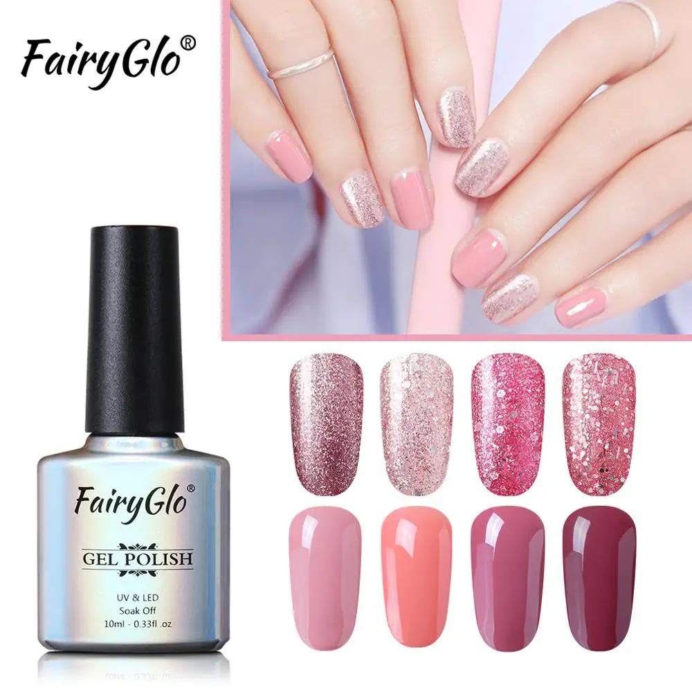 

FairyGlo 10 мл розово-золотые блестки, гель, лак для ногтей, лак искусство впитывающийся для ногтей Сияющие блестящие открытые Цвет гель Лаки Гел...