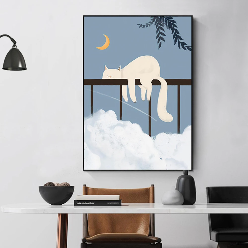 Cartoon Sleep White Cat Canvas Painting Prints Pictures Modern Wall Art Blue Night Landscape Poster For Bedroom Home Room Decor
Cartoon Sleep White Cat Canvas Painting Prints Pictures Modern Wall Art Blue Night Landscape Poster For Bedroom Home Room Decor