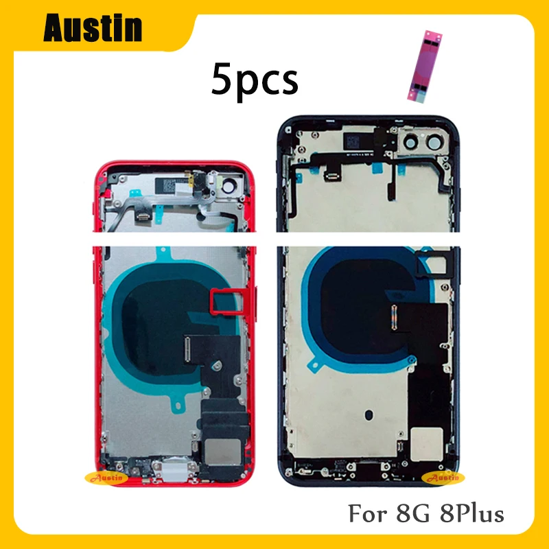 5pcs Full Back Housing for IPhone 8 8Plus Plus Middle Frame Chassis Battery Door Rear Cover Body with Flex Cable Parts Assembly
5pcs Full Back Housing for IPhone 8 8Plus Plus Middle Frame Chassis Battery Door Rear Cover Body with Flex Cable Parts Assembly
