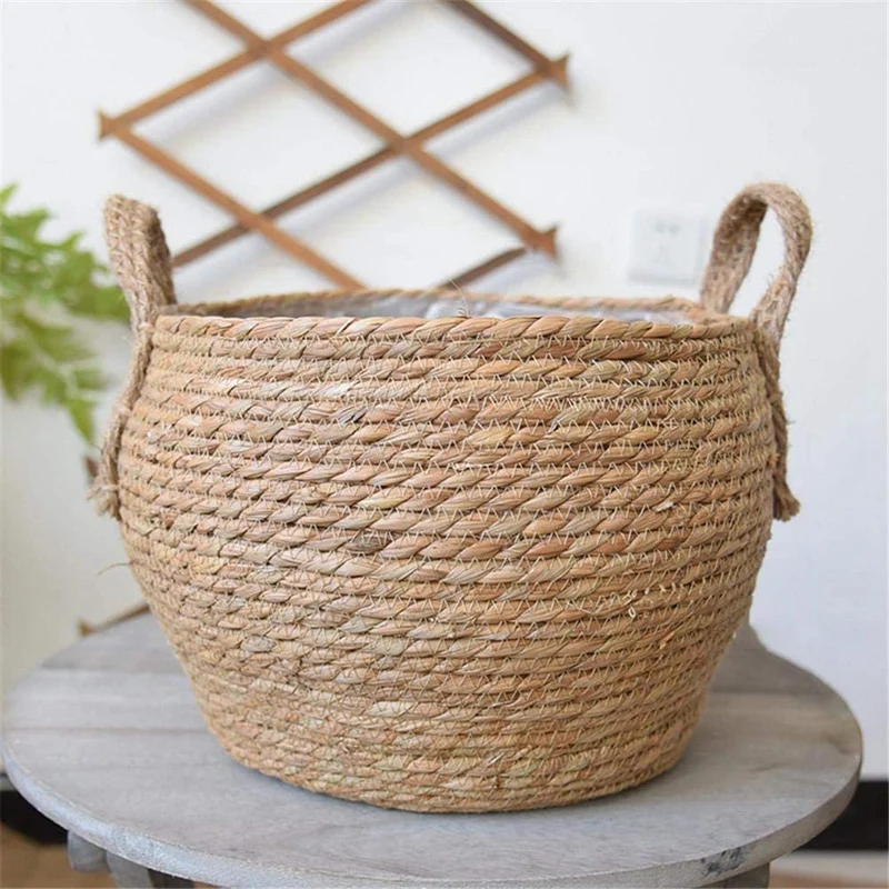 Garden Flower Pot Natural Seagrass Basket Woven Plant Pot Handmade Belly Basket Rattan Straw Basket Foldable Baskets 
Garden Flower Pot Natural Seagrass Basket Woven Plant Pot Handmade Belly Basket Rattan Straw Basket Foldable Baskets