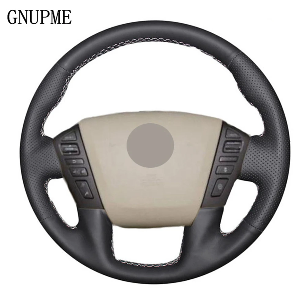 Black Genuine Leather Car Steering Wheel Cover For Nissan Patrol Armada NV Cargo Passenger (US) Titan Infiniti QX56 QX80 | Автомобили и