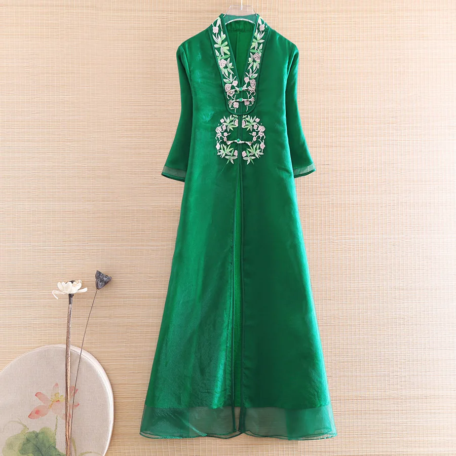 Chinese Style Women Organza Dress Spring Summer Royal Embroidery Floral Vintage Elegant Lady Luxurious Party Dress S-XXL
Chinese Style Women Organza Dress Spring Summer Royal Embroidery Floral Vintage Elegant Lady Luxurious Party Dress S-XXL