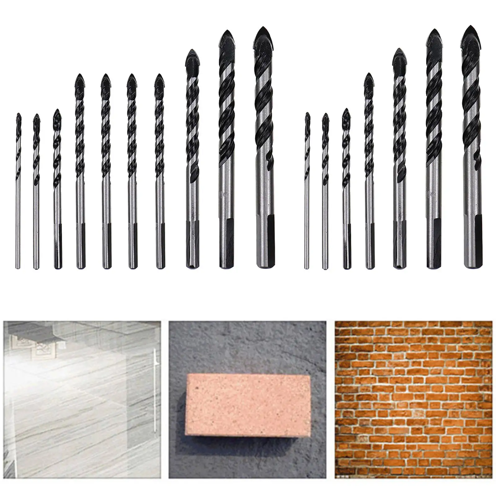 Multifunctional Alloy Drill Bits Set 3mm to 12mm Threaded Triangle Wall Concrete Drilling Bit for Glass Ceramic Brick Tile Wood
Multifunctional Alloy Drill Bits Set 3mm to 12mm Threaded Triangle Wall Concrete Drilling Bit for Glass Ceramic Brick Tile Wood