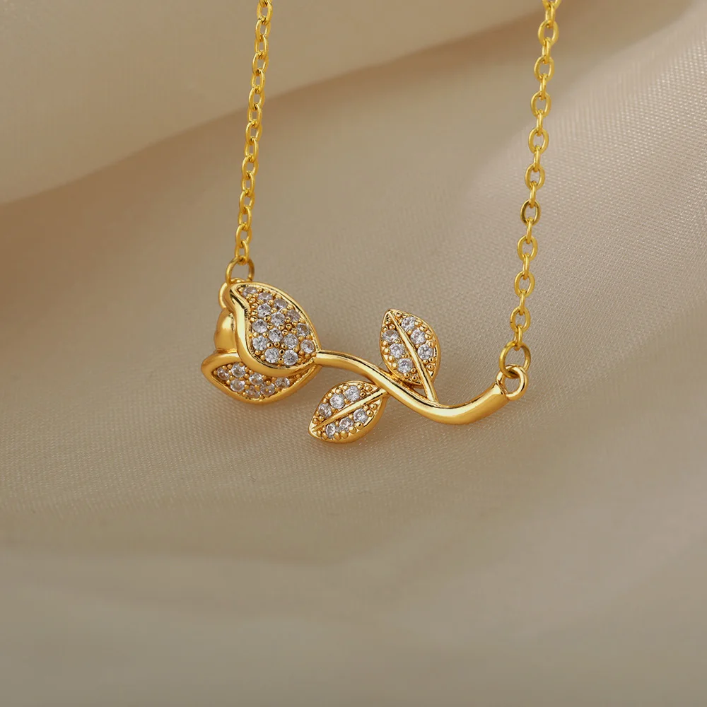 Crystal Pendant Romantic Rose Flower Necklace For Women Necklace Female Vintage Zircon Choker Wedding Band Jewerly Gift Bijoux
Crystal Pendant Romantic Rose Flower Necklace For Women Necklace Female Vintage Zircon Choker Wedding Band Jewerly Gift Bijoux