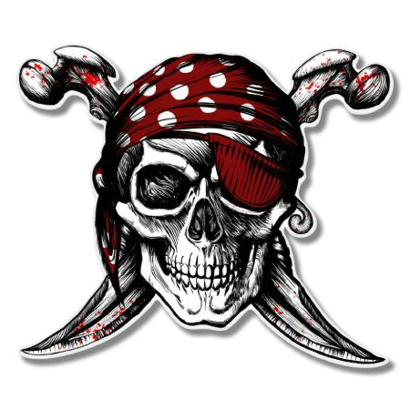 

Personalized Pirate Skull Jolly Roger Car Stickers Decals Bumper Bodywork Windshield Cover Scratches Car Accessories KK12*11cm