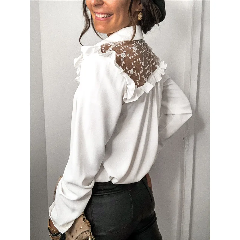 Fashion Womens Tops and Blouses Elegant Ruffles Lace OL Shirt Ladies Office Lady wear Party club Dames Streetwear
Fashion Womens Tops and Blouses Elegant Ruffles Lace OL Shirt Ladies Office Lady wear Party club Dames Streetwear