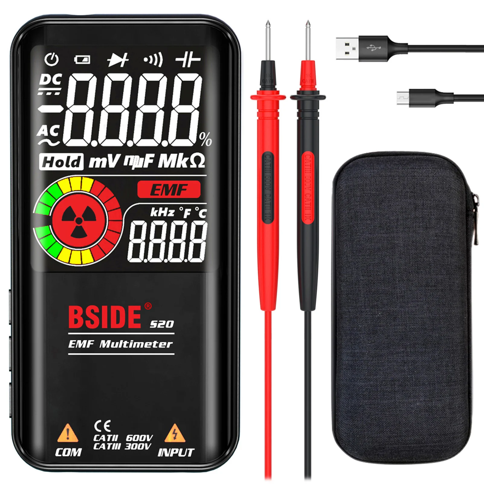 BSIDE S20 Intelligent EMF Multimeter Electromagnetic Radiation Detector 3.5inch Radiation Monitor AC/DC Voltmeter Ohmmeter
BSIDE S20 Intelligent EMF Multimeter Electromagnetic Radiation Detector 3.5inch Radiation Monitor AC/DC Voltmeter Ohmmeter