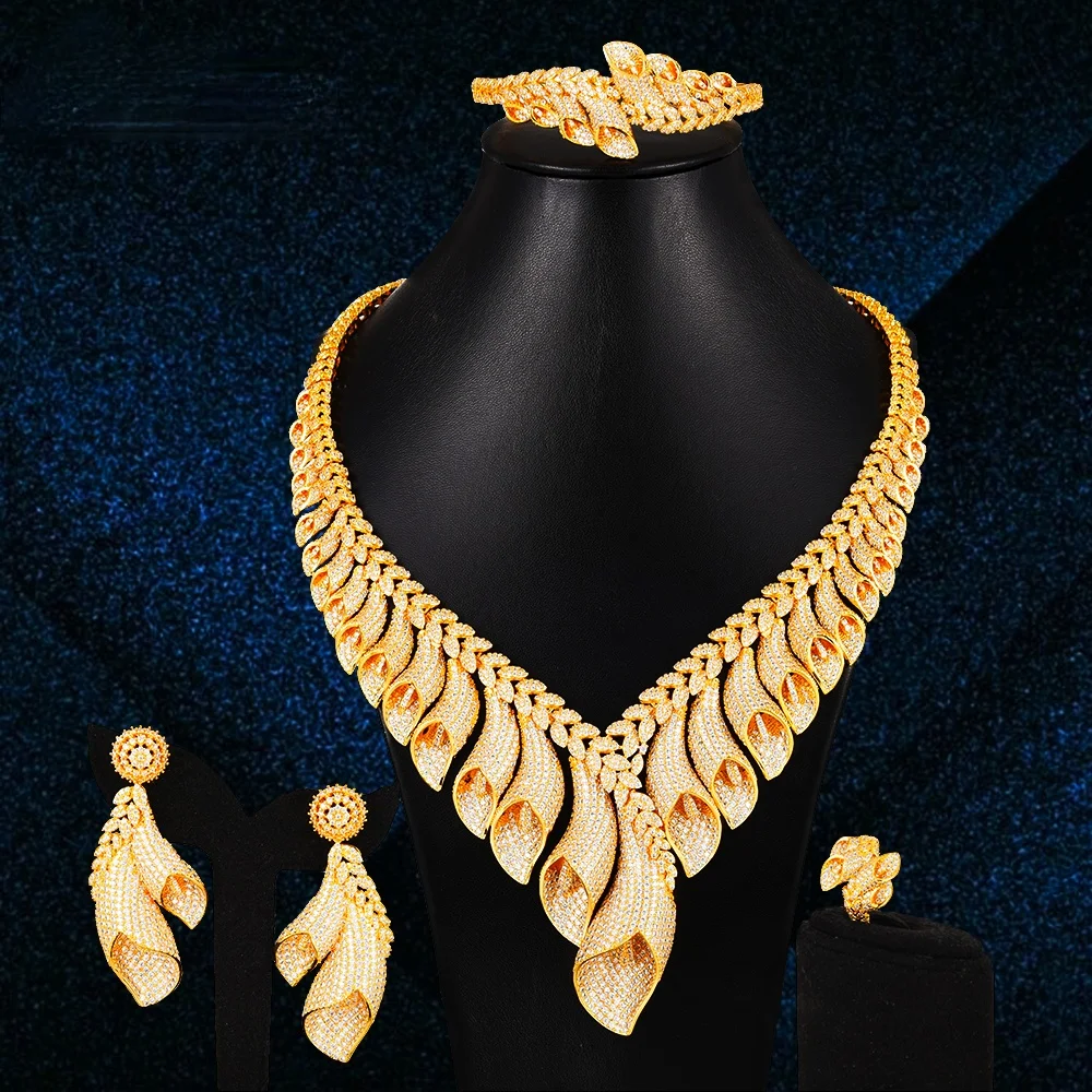 Blachette Bridal 4PCS Noble Necklace Bracelet Earrings Ring Sets Wedding Engagement Dinner Party Jewelry Parure Bijoux Femme
Blachette Bridal 4PCS Noble Necklace Bracelet Earrings Ring Sets Wedding Engagement Dinner Party Jewelry Parure Bijoux Femme
